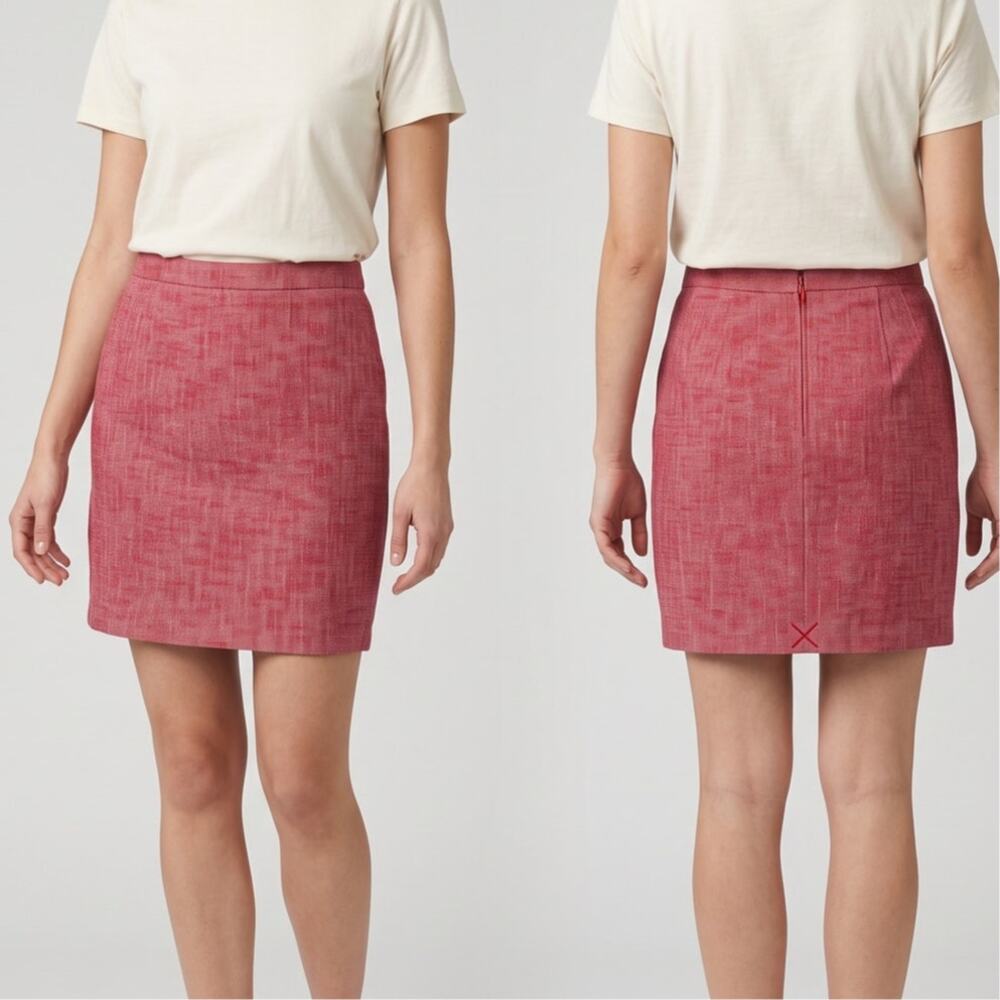 Joe Fresh Tweed NEW NWT Skirt Pencil Size 12 Red Coral White Blend